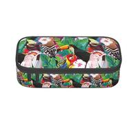 YANYU Estuche práctico con estampado de pájaros tropicales y hojas de plantas, 8.3 x 2 x 3.7 pulgadas, estilo para bolígrafos, lápices y objetos pequeños
