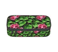 YANYU Estuche práctico con estampado floral de hiedra rosa con hojas de primavera, 21 x 5 x 9 cm, estilo para bolígrafos, lápices y objetos pequeños