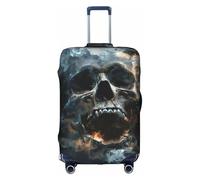 Yanyu Funda universal para maleta, elástica, lavable, con estampado de calavera fantasma de terror, protector de equipaje de viaje para adultos, Blanco, L