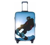 Yanyu Funda universal para maleta, elástica, lavable, para viaje, con impresión de imagen de snowboard, para adultos, Blanco, L