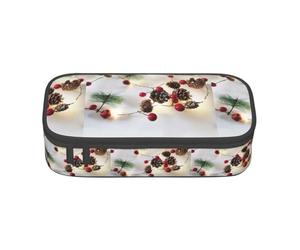 YANYU Guirnalda de Navidad con iluminación impresión conveniencia bolsa 8.3 x 2 x 3.7 pulgadas estilo para bolígrafos lápices objetos pequeños, negro, talla única, Negro 1, One size