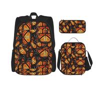 YANYU Heaps Of Orange Monarch Butterflies - Estuche para lápices, ligero, casual, a la moda, bolsa de almuerzo, bolsa de viaje de gran capacidad, color negro, talla única, NEGRO, talla única