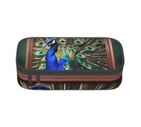 YANYU Hermosa imagen de pavo real impresión conveniencia bolsa 8.3 x 2 x 3.7 pulgadas estilo para bolígrafos lápices objetos pequeños, negro, talla única, Negro 1, One size