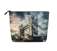 YANYU Historic Old Tower Bridge London - Bolsa de maquillaje de una sola capa, impermeable, organizador de cosméticos de viaje, gran capacidad, negro, talla única, NEGRO, One Size