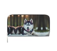 YANYU Husky Perro Impreso Cuero Cartera de Mano Bolso de Mano para Mujeres Uso Diario y Viajes Cualquier Ocasión Monedero, Negro, Talla Única, Arte, Negro, One Size, Artes