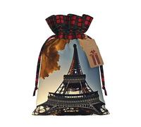 YANYU Impresionante bolsa de regalo de Navidad con cordón impreso de la Torre Eiffel París