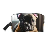 YANYU Neceser de viaje con estampado de bulldog francés, bolsas de almacenamiento con asas y organizador portátil de cosméticos, Blanco, Talla única