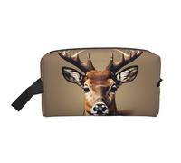 YANYU Neceser de viaje con estampado de cabeza de ciervo, bolsas de almacenamiento con asas y organizador portátil de cosméticos, Blanco, Talla única