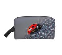 YANYU Neceser de viaje con estampado de mariquitas con estampado infinito moteado, bolsas de almacenamiento con cremallera y asas, organizador portátil de cosméticos, Blanco, Talla única