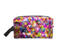 YANYU Neceser de viaje con estampado geométrico colorido de triángulo, bolsas de almacenamiento con cremallera y asas, organizador portátil de cosméticos, blanco, talla única, blanco, One Size