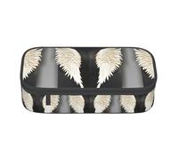 YANYU plumas de ángel impresión conveniencia bolsa 8.3 x 2 x 3.7 pulgadas estilo para bolígrafos lápices artículos pequeños, negro, talla única, Negro 1, One size