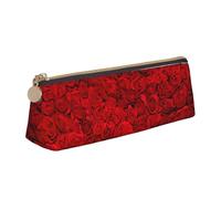 YANYU Red Rose1 - Estuche funcional con impresión de gran capacidad, 21 x 5 x 6 cm, bolsa triangular con cremallera, blanco, One Size