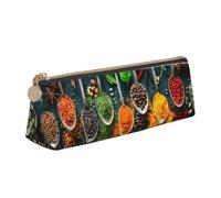 YANYU Spices Print - Estuche funcional para lápices, gran capacidad, 21 x 5 x 6 cm, bolsa triangular con cremallera, blanco, One Size