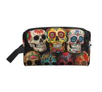 YANYU Sugar Skulls - Neceser de viaje con cremallera y asas, organizador portátil de cosméticos, Blanco, Talla única