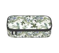 YANYU Verde eucalipto hojas impresión conveniencia bolsa 8.3 x 2 x 3.7 pulgadas estilo para bolígrafos, lápices objetos pequeños, negro, talla única, Negro 1, One size