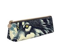 YANYU Wolf Night Moon Print - Estuche funcional de gran capacidad de 8.3 x 2.2 x 2.4 pulgadas, bolsa triangular con cremallera, blanco, One Size