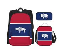YANYU Wyoming - Estuche para lápices con estampado de la bandera del estado de Wyoming, ligera, casual, a la moda, bolsa de almuerzo, bolsa de viaje de gran capacidad, NEGRO, talla única