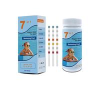 Yanzeo 100 tiras reactivas para piscinas, 7 en 1 pH para piscina, spa, agua caliente, cloro total, cloro/bromo, alcalinidad total, nitritos, dureza