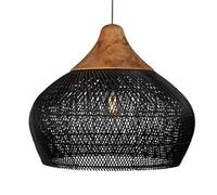 YANZHAOA Lámpara Colgante De Viento Silencioso Iluminación del Hogar De Ratán De Mimbre Natural Linterna Antigua Hueca Negra Lámpara Colgante De Bambú Tejida A Mano Minimalista para Restaurante