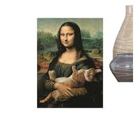 yanzisura Arte Mural Femenino | Cuadros al Óleo Divertidos con Mujeres - Cuadros de Sala con Mujer Sosteniendo un Gato,para Dormitorio, Hotel, Baño, Lugar de Trabajo, Hogar,