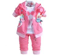 Yao 6M-4Y 3pcs Baby Girl Casual Hoodie Jacket Cotton T-Shirt Pants Swe