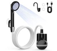 YAOBLUESEA Ducha de camping con bomba, ducha de camping portátil con batería de 2200 mAh, batería recargable, juego de ducha portátil para exterior e interior, con manguera de 1,8 m, para jardín