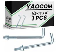 Yaocom 1 perno en J, pernos de anclaje galvanizados, cierre de hormigón galvanizado, anclaje de poste de cemento con tuercas y arandelas para proyectos de ladrillos de hardware de pared de cimiento