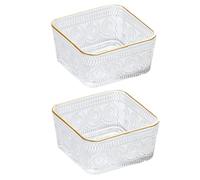 yaocoral Paquete de 2 cuencos cuadrados pequeños de vidrio de 9 onzas, cuenco vintage para caramelos, mini cuencos de vidrio transparente para postre, aperitivos, frutas, yogur, desayuno, inmersión,