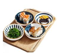 yaocoral Paquete de 4 cuencos japoneses para salsa, juegos de cuencos de inmersión (azul japonés)