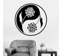 YAODANGM Pegatinas de pared budistas, calcomanías para estudio de yoga, pegatinas de vinilo con mandala floral yin-yang, decoraciones para el hogar y la sala de estar del club.