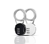 YAODHAOD Candado de combinación de 3 dígitos, 2 cerraduras de cable para equipaje, cerraduras de alambre aprobadas por la TSA para escuela, viajes, bicicleta, casco, mochila, gabinete (50cm, negro