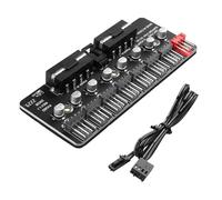 YAODHAOD Controlador divisor de 12 V ARGB HUB 2 Molex de 4 pines a 8 PWM, compatible con cinta mágica, para ventilador de refrigeración extendido de 1 a 8 (2 fuentes de alimentación SATA)