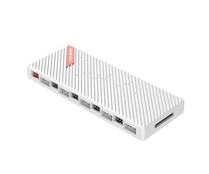 YAODHAOD HUB ARGB PWM de 20 puertos, controlador RGB 12 V 5 V 2 en 1, concentrador de ventilador integrado, control digital de la iluminación y velocidad del ventilador (blanco)