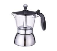 YAOGUI Cafetera única de acero inoxidable con tapa transparente para desayuno, tarde, relajación o evento social, pequeña cafetera de oficina