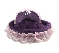 YAOGUI Cama de princesa con volantes para mascotas, gatito, cachorro, boda, cojín desmontable para perros y gatos, cama cálida para perros y gatos