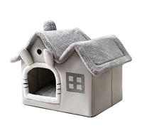 YAOGUI Cama suave para perro, casa de invierno desmontable cerrada para mascotas, suministros para gatitos, casa de algodón para perros