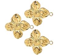 YAOGUI Colgantes de flores de acero inoxidable para decoración de pendientes chapados en oro, diseños para hacer joyas, suministros dorados, 3 unidades