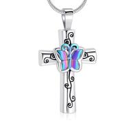 YAOGUI Collar de mariposa tallada para cenizas, urna para mascotas, para llevar a lo largo de la urna conmemorativa, urna de contenedor, cruces