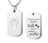 YAOGUI Collar de urna conmemorativa para mascotas con diseño de patas, joyería para almacenar de forma segura las cenizas y las pieles de perros, gatos, cenizas y mascotas, collar con estampado de
