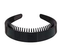 YAOGUI Diadema lisa de 2,5 cm de ancho con peine de dientes antideslizante, aro de plástico negro para el pelo, para bricolaje, maquillaje, diademas para mujeres y yoga