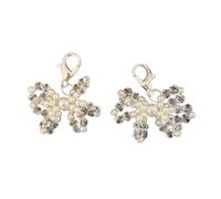 YAOGUI Hermoso adorno para zapatos con lazo, perlas sofisticadas, accesorio para zapatos, decoración de espectáculo de cuentas, decoración de zapatos de moda para mujer