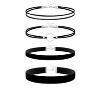 YAOGUI Juego de 2 collares ligeros y ajustables de tela negra para ocasiones informales o formales, resistente a las alergias, talla única, como se describe, como se describe