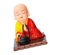 YAOGUI Solar Car Decors - Figura de monje que agita el coche, juguete de cabeza temblorosa, adorno de tablero de ABS para riqueza y salud, estatua de monje pequeño