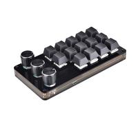 YAOGUI Teclado mecánico macro de 14 teclas con diseño de 3 perillas, teclado macro programable profesional para juegos, acrílico