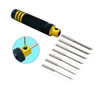 Yaohappy Panel modelo 7 en 1 Line Scriber Resina tallada Scribe line Hobby Herramienta de corte Modelo Cincel con 7 cuchillas 0.1/0.2/0.4/0.6/0.8/1.0/2.0mm para tallar corte