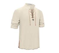 YAOHUOLE Camisa de lino para hombre de manga corta mediteredad, camisa de verano de manga corta para hombre, 03 caqui., 3XL