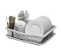 YAOHY Escurridor De Platos De Plástico Para Cocina, Escurreplatos Sobre Fregadero Para Verduras Y Frutas Con Escurridor, Escurre Platos Con Soporte Para Cubiertos(Gray,S)