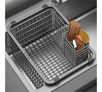 YAOHY Escurridor De Platos Para Fregadero De Gran Capacidad, Escurreplatos Resistente Al Óxido, Escurre Platos De Acero Inoxidable, Colador De Verduras Y Frutas(44cm,With chopstick rest)