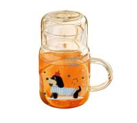 YAOHY Juego De Jarra De Agua Transparente Para Mesita De Noche, Jarra De Vidrio Con Asa Para Zumo/Té/Café/Leche, Jarra Agua Cristal De Enjuague Bucal(A)