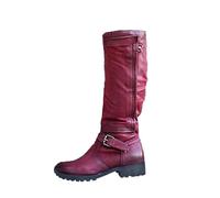 YAOJIWANG Botas Mujer Invierno Rebajas Moderno Forradas Cálidas Retro Botines Botas de Agua Altas Otoño Botas Tacón Plano Cómodas Casual Calzado Antideslizante Zapatos Outdoor Ligero Original